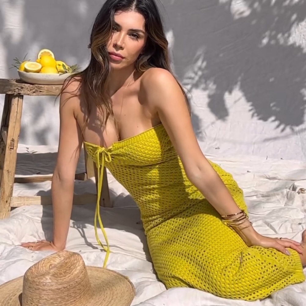 Green Crochet Tube Maxi Dress